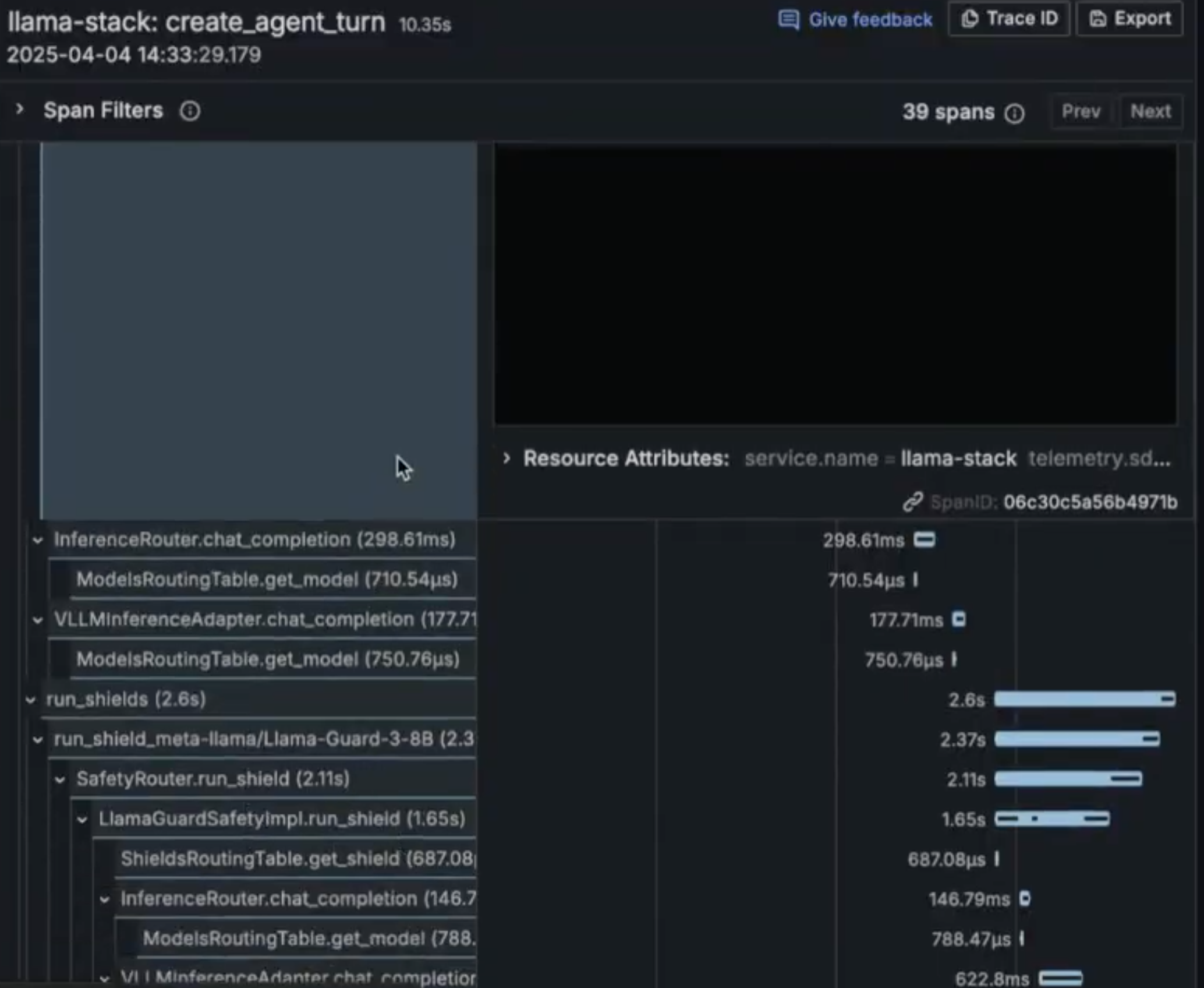Screenshot of LLM internal monitoring